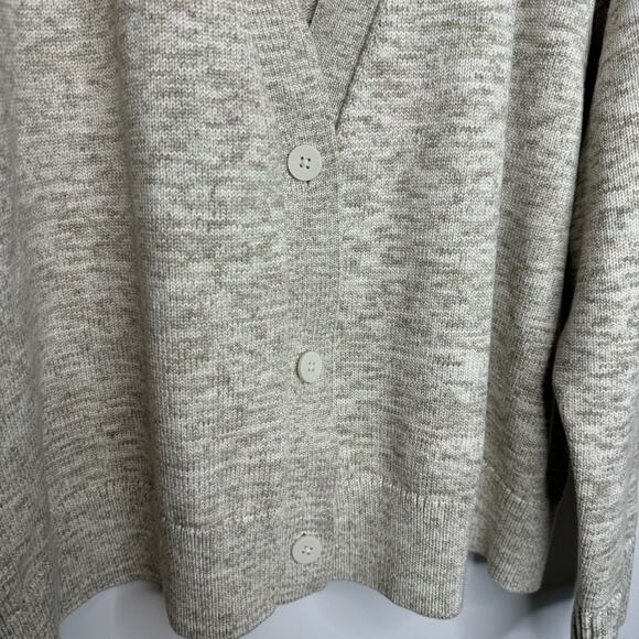 Lululemon Boxy Cotton Blend Cardigan Sweater Heather Bone White Raw Linen 1X - Picture 10 of 10